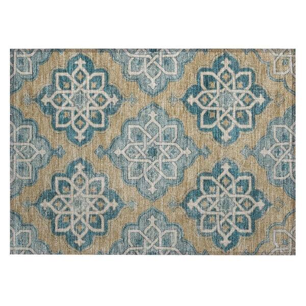 Chantille Machine Washable Indoor/Outdoor Abstract ACN3031 Turquoise 2 ft. x 3 ft. Accent Rug