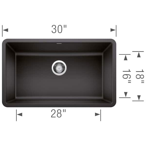PRECIS Undermount Granite Composite 30 in. Single Bowl Kitchen Sink in Anthracite
