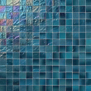 Speckle Tropical Blue 11.73 in. x 11.73 in. Polished Glass Wall Tile (0.95 sq. ft./Each)