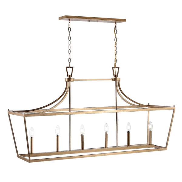Aroris 4-Watt 6-Light Gold Pendant Light with Iron Shade