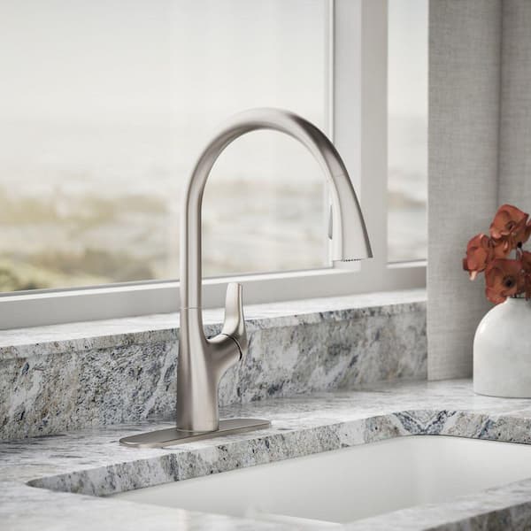 Trove Single-Handle Pull Down Sprayer Kitchen Faucet in Vibrant Stainless