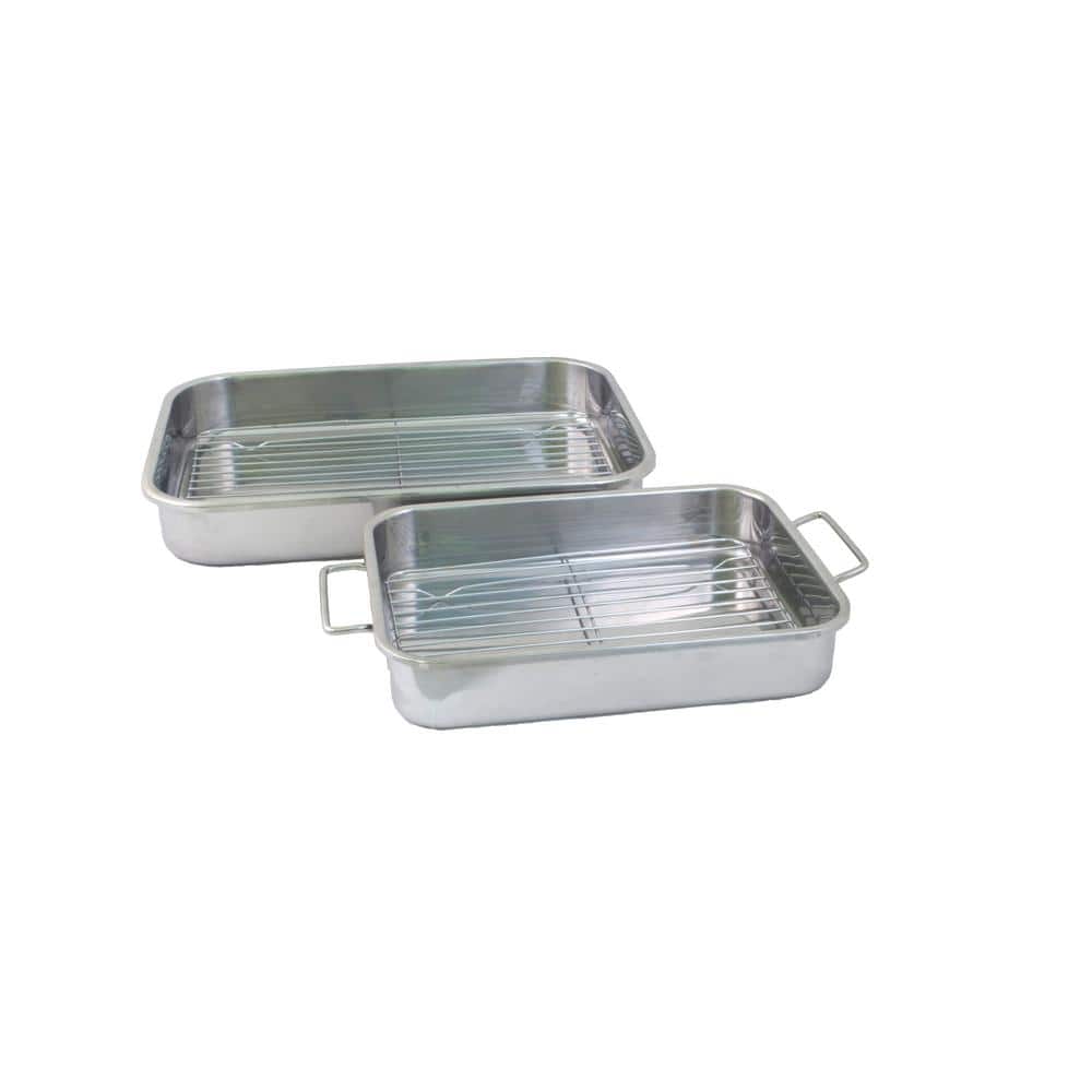 Stainless Steel 4-Piece Lasagna and Roasting Pan Set with Handles