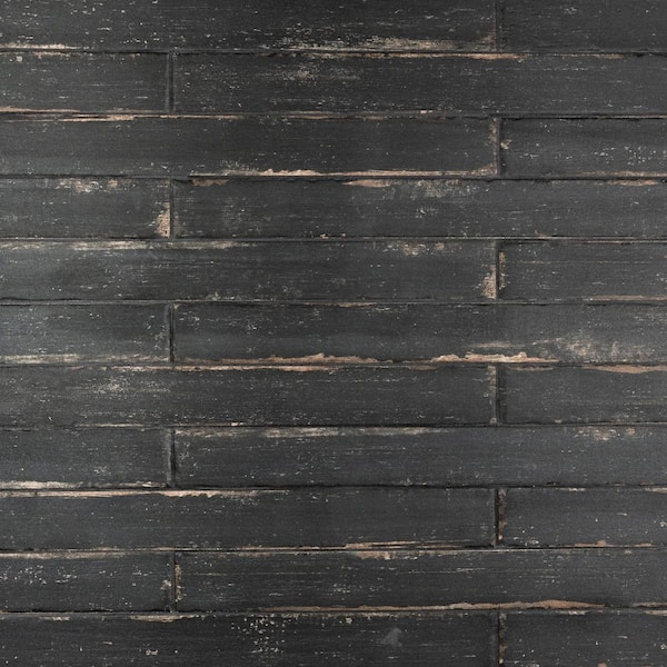 Merola Tile Retro Nero 2-3/4 in. x 12 in. Porcelain Floor and Wall Take Home Tile Sample