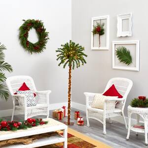 5 ft. Pre-lit Christmas Palm Artificial Tree with 150 Warm White LED Lights
