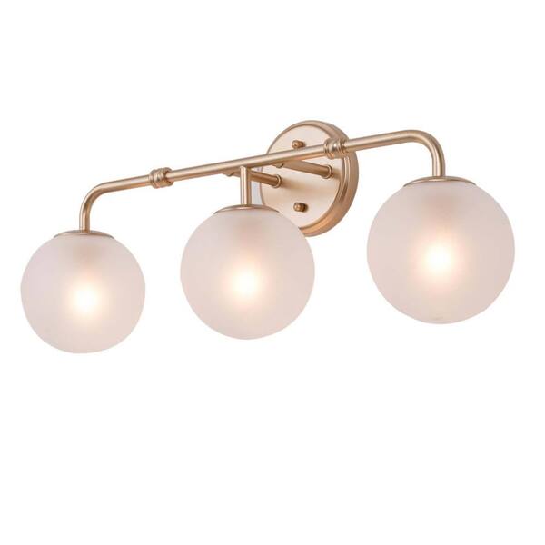 LNC 24.5 in. 3Light Gold Modern Vanity Light Globe Bathroom Powder
