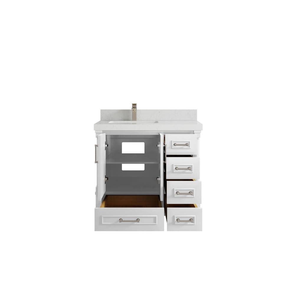 Aberdeen 36'' White Carrara Quartz Single Bathroom Vanity