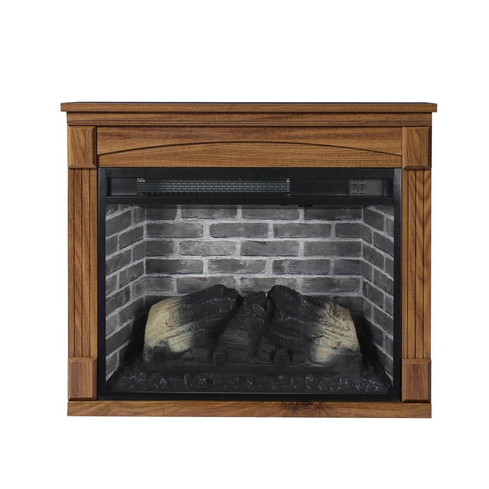 28 in. Freestanding Electric Fireplace Heater Mantel with Removable Caster 