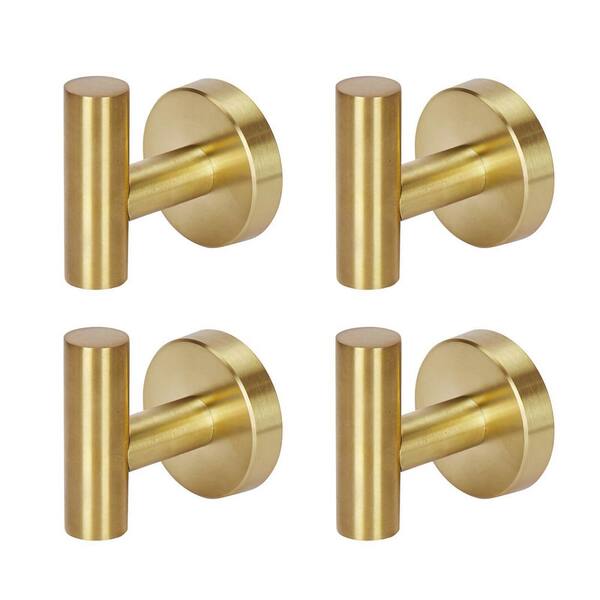 BRANO 4-Pieces Wall-Mounted Stainless Steel Bathroom Robe Hook in Brushed Gold