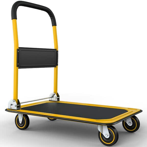 Heavy-Duty Folding Hand Truck, 660 lb. Capacity Platform Truck, Flat Bed Wagon with Swivel Wheels, Space-Saving