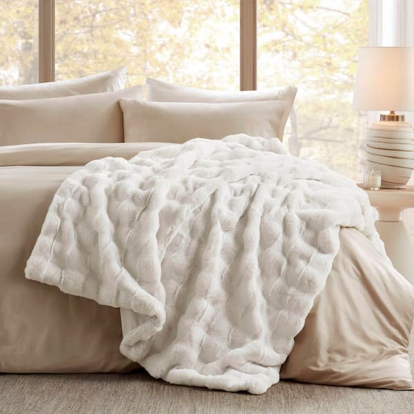 Camille Ivory Faux Fur Throw Blanket