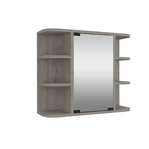 Gray 23.62 in. W x 19.68 in. H Rectangular Particle Board Mirror Medicine Cabinet with Mirror Surface Mount Six Shelves