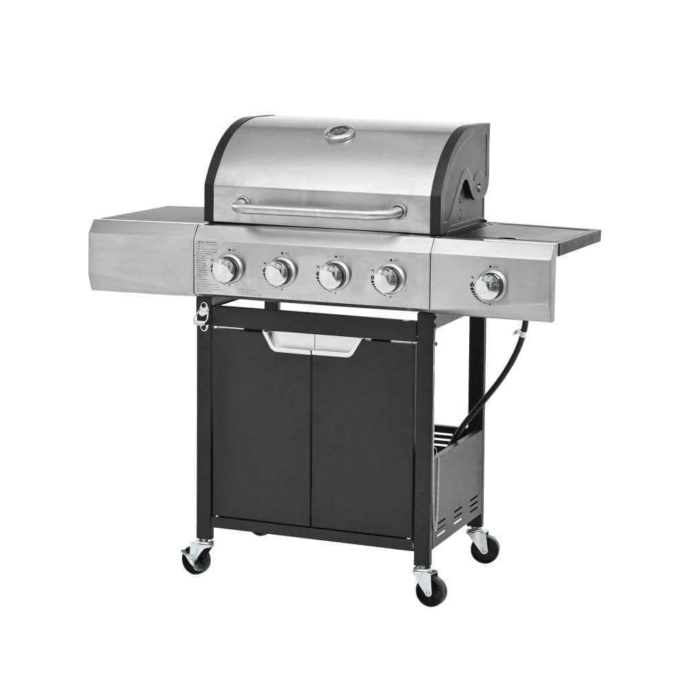 3-Burner Propane Gas BBQ Grill, SS Plancha, 36900BTU Output With Wire Enamel Cooking Grids