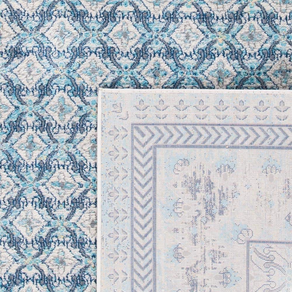 Ivory and Aqua Hand-knotted Synthetic 8' x 10' Area Rug