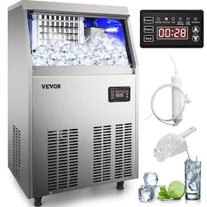 88 lb. Freestanding Commercial Ice Maker in Silver Stainless Steel with 19 lb. Ice Bin with LED Panel, 110-Volt