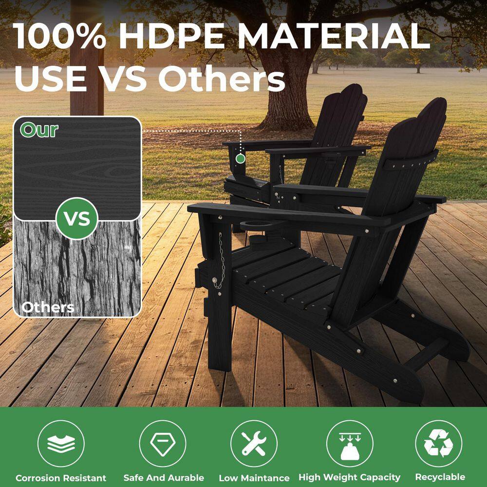 Material and durability specifications of the HDPE Adirondack chair.