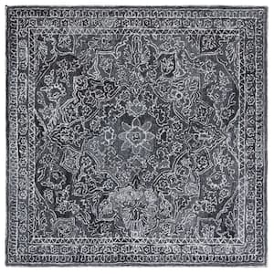 Marquee Black/Ivory 6 ft. x 6 ft. Floral Oriental Square Area Rug