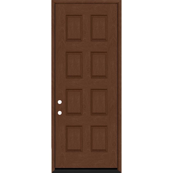 Steves & Sons Regency 36 in. x 96 in. 8-Panel RHIS Chestnut Stain Mahogany Fiberglass Prehung Front Door