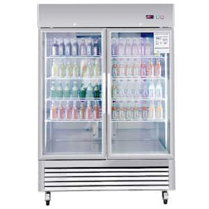 54 in. 42.2 cu. ft. Commercial Upright Merchandiser Refrigerator in Silver with 2-Tempered Glass Door