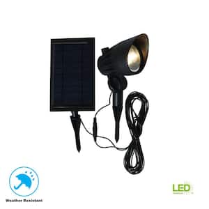 Solar Black Outdoor Integrated LED 3000K 70-Lumens Landscape Spot Light with Solar Panel and Wire