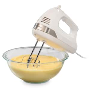 6-Speed White Hand Mixer with Easy Clean Beaters