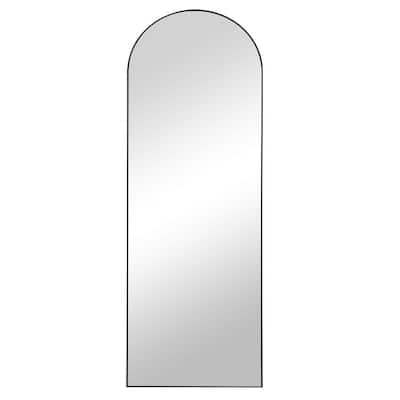 22 in. x 65 in. Modern Arched Framed Black Full-Length Leaning Mirror for Bathroom Bedroom
