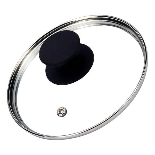 Universal 6.5 in. Tempered Glass Lid with Steam Vent Heat Resistant Knob Stainless Steel Rim for Pots and Pans