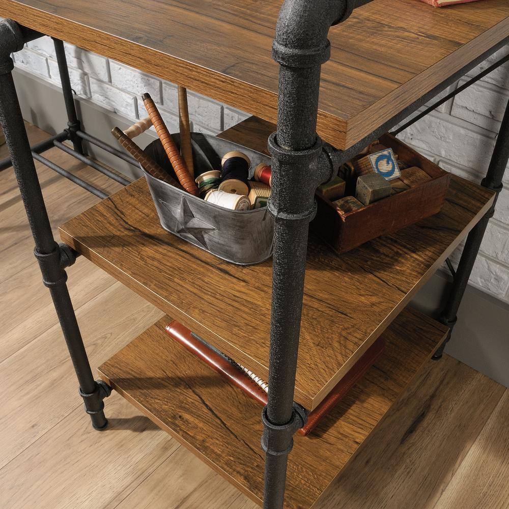 Iron City Black Metal and Oak Wood Desk with Shelves