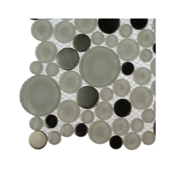 Splashback Tile Contempo Eskimo Pie Circles Glass Tile - 3 in. x 6 in. x 8 mm Tile Sample