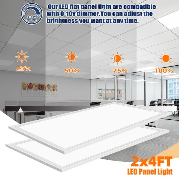 WYZM 2 ft. x 4 ft. 175-Watt Equivalent Integrated LED Troffer Panel Light,  5000K White LED Panel Light (4-Pack) 2x4-4P-A - The Home Depot