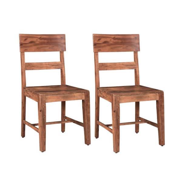 Brown Solid Wood Side Chair (Set of 2)