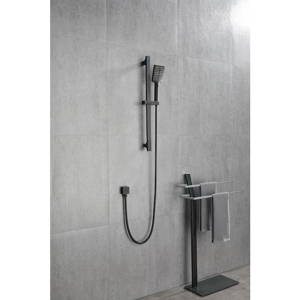 Nestfair 1-Spray Wall Bar Shower Kit with Hand Shower in Matte Black