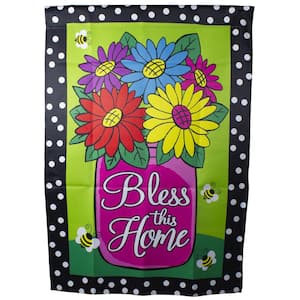 40 in. H x 28 in. W x 0.1 in. L Bless This Home Bouquet with Vase Outdoor House Flag