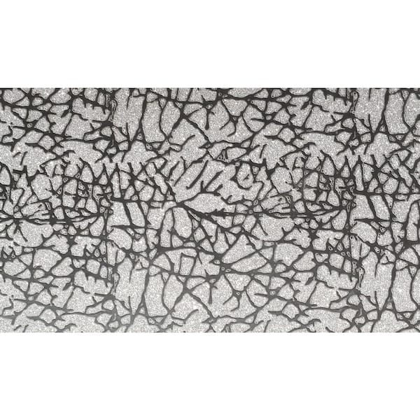 Dundee Deco Cracks Black on Silver Vinyl Strippable Roll (Covers 26.6 sq. ft.)