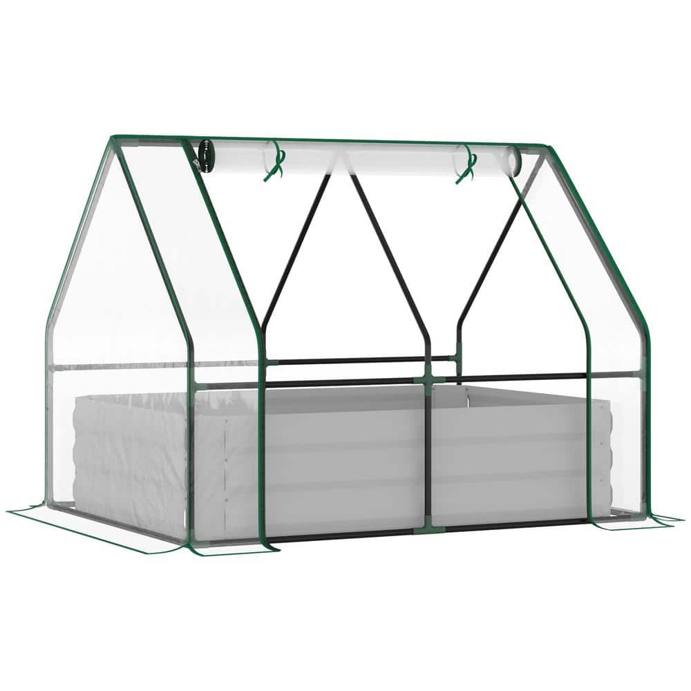4 ft. x 3 ft. Galvanized Steel Raised Garden Bed w/Greenhouse Cover w/2 Rol