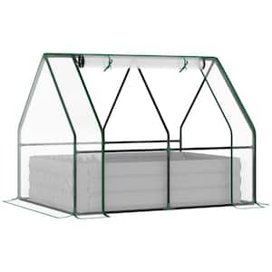 4 ft. x 3 ft. Galvanized Steel Raised Garden Bed w/Greenhouse Cover w/2 Roll-Up Windows for Flowers Vegetables and Herbs