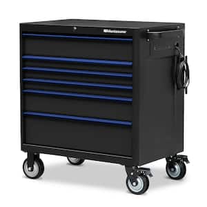 36 in. x 24 in. 6-Drawer Roller Cabinet Tool Chest with Power and USB Outlets in Black and Blue