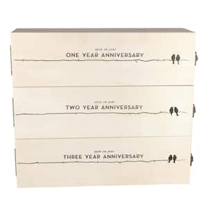 Wedding and Anniversary Gift Wooden Wine Box 3-Year Celebration 3-Bottle Holder with Lids and Latches