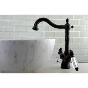 Victorian Crystal Single-Hole 2-Handle High-Arc Vessel Bathroom Faucet in Oil Rubbed Bronze