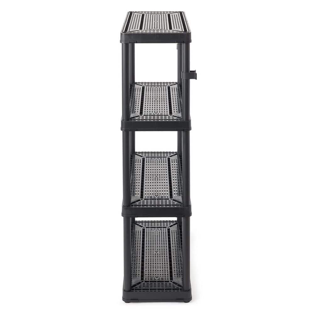 Black 4-Tier Resin Indoor/Outdoor Storage Shelving Unit