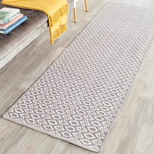 Montauk Ivory/Gray 2 ft. x 7 ft. Solid Geometric Striped Runner Rug