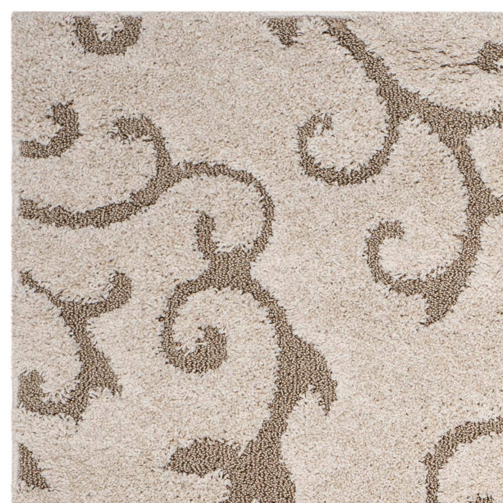 Elegant Cream Beige Floral Shag Area Rug, 8' x 10', Handmade & Reversible