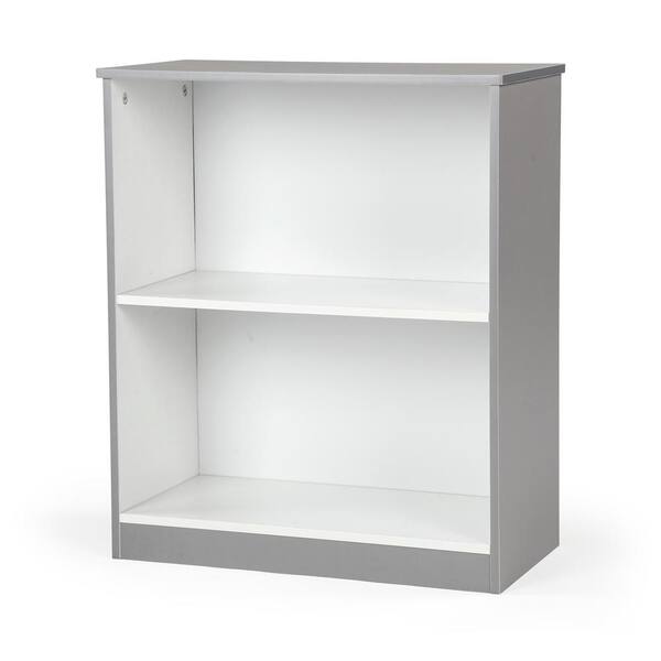 Humble Crew 26 in. Gray/White Wood 2-shelf Standard Bookcase with Storage