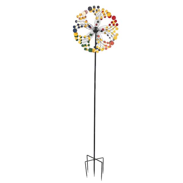 TIRAMISUBEST 80.71 in. H Iron Lawn Ornament Decorative Lighted Wind Mill