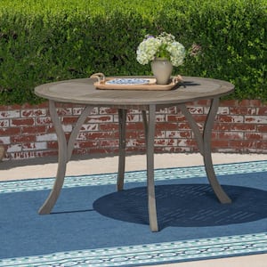 Hermosa Gray Round Wood Outdoor Patio Dining Table