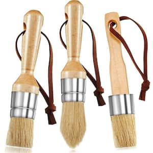 1 in. Flat, 1 in. Pointed, 1 in. Round Paint Brush Set (3-Pack) in Wood Handle