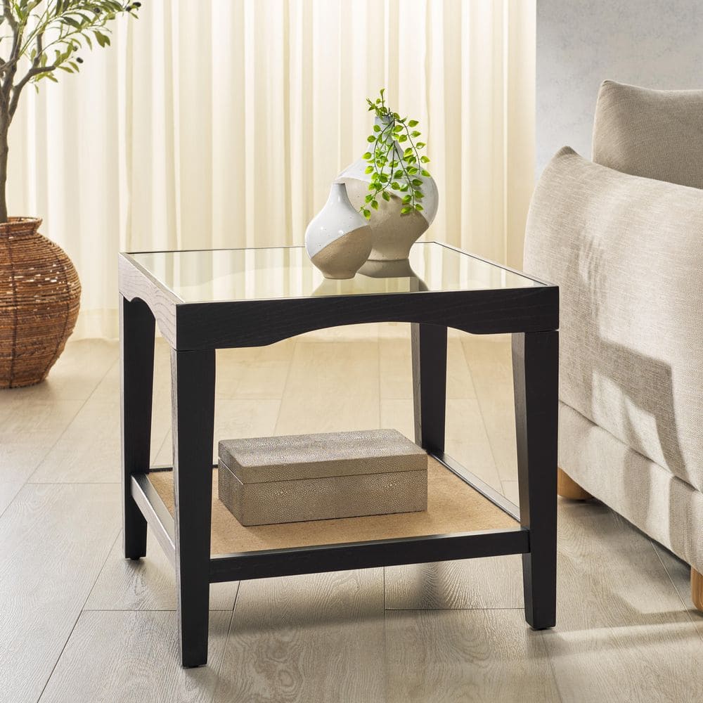 Nicolella 22 in. Black Square Wood End Table price history on PriceWatchPro