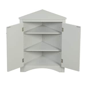 17.2 in. W x 17.2 in. D x 31.5 in. H Gray Linen Cabinet, Triangle Bathroom Storage Cabinet with Adjustable Shelves