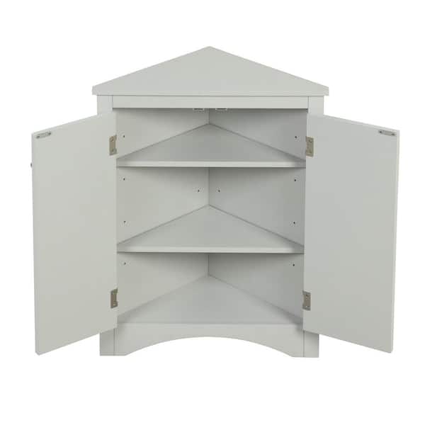 Unbranded 17.2 in. W x 17.2 in. D x 31.5 in. H Gray Linen Cabinet, Triangle Bathroom Storage Cabinet with Adjustable Shelves