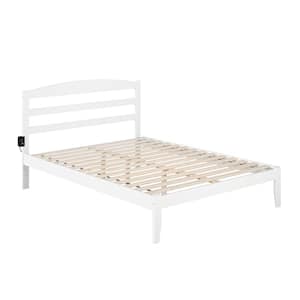Warren 60-1/4 in. W White Queen Solid Wood Frame and Attachable USB Device Charger Platform Bed