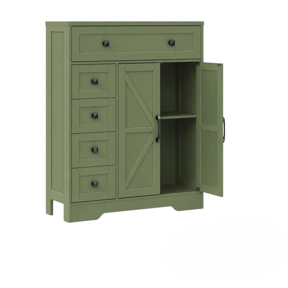 29.1 in. W x 39.4 in. H Rectangular Wood Medicine Cabinet without Mirror in Green with 2 Doors and 5 Drawers price history on PriceWatchPro